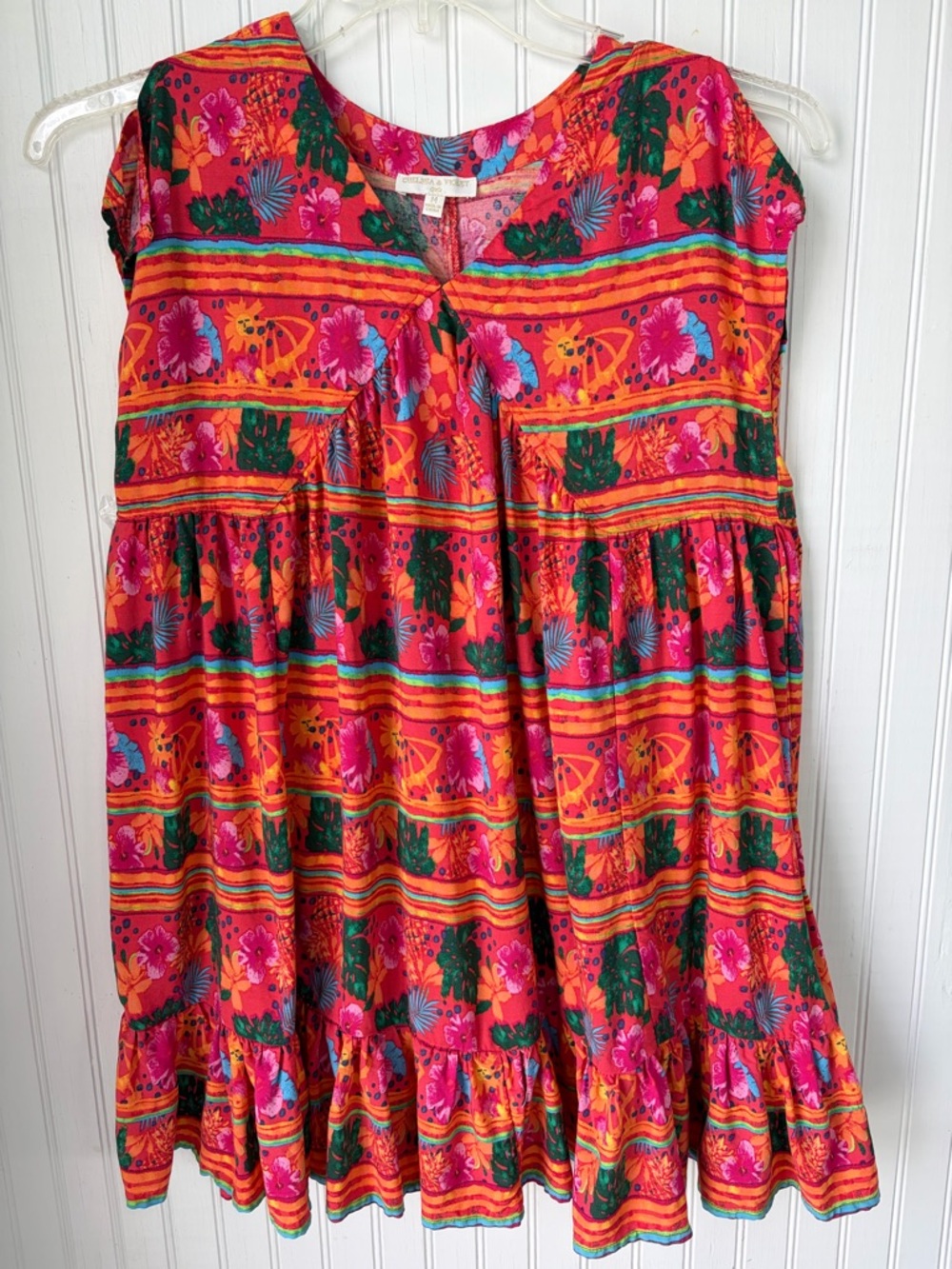 Chelsea & Violet (M) Pink and Teal Tropical Top